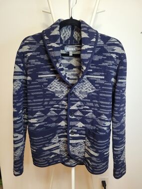 🍂 Bonobos Slim Fit Merino Wool Cotton Shawl Cardigan Sweater Aztec Navy - Small